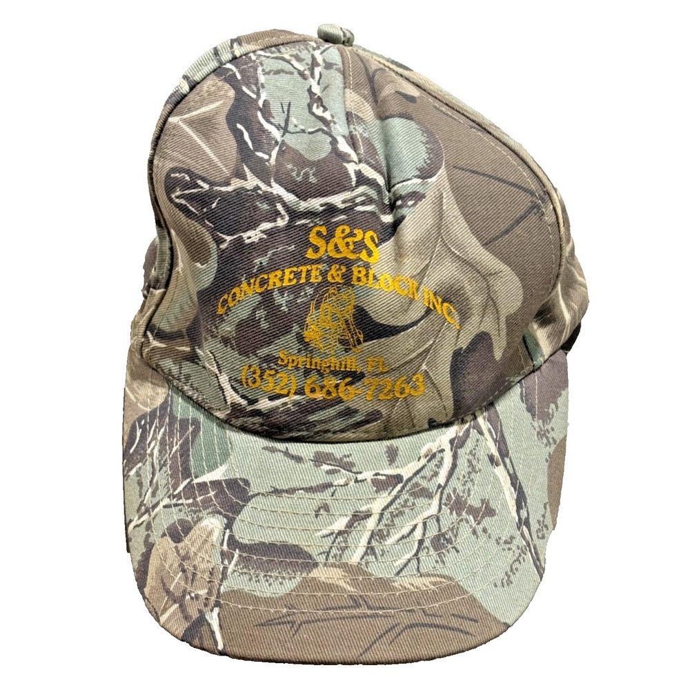 S&S Concrete & Block Inc Camo Snapback Hat Green Brown One Size